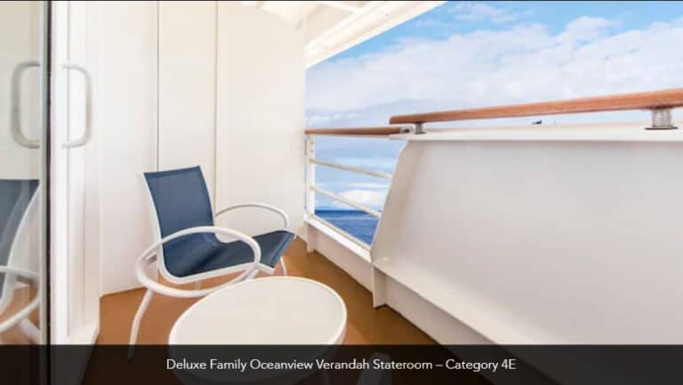 Disney Magic Deluxe Family Oceanview Verandah Stateroom Category 4E 4 verandah with some white wall