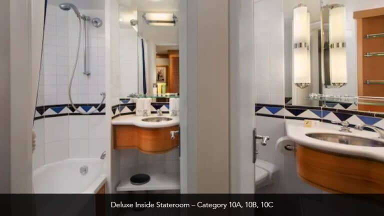 Disney Magic Standard Deluxe Inside Stateroom Category 10A 10B 10C Split Bathroom