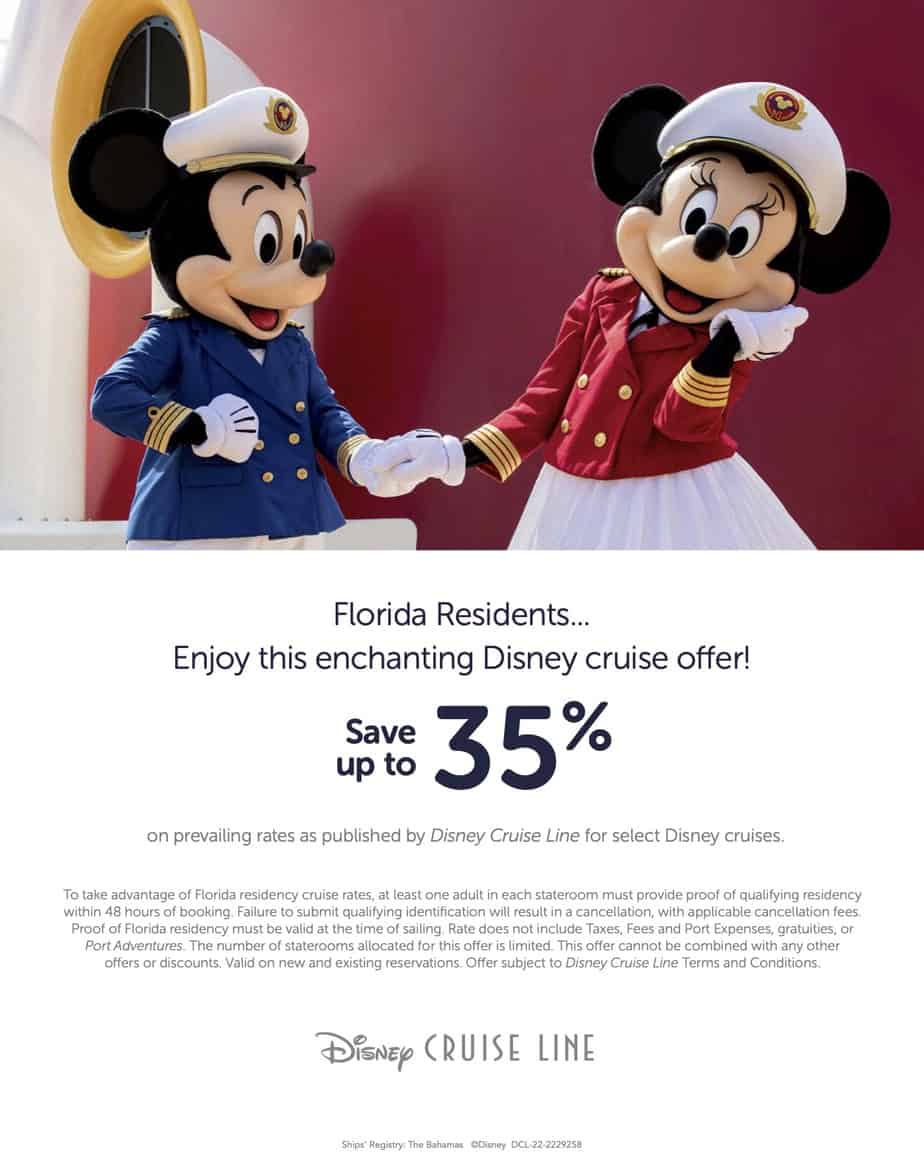 does disney cruise have florida resident discount